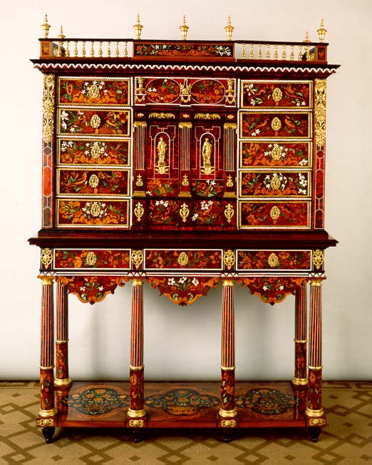 Restored Louis X1V marquetry cabinet on stand with ivory inlay