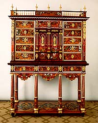 Restored Louis X1V marquetry cabinet on stand with ivory inlay